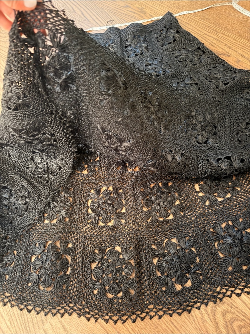 Black Crochet A-Line Women's Skirt - Picture 4 of 6